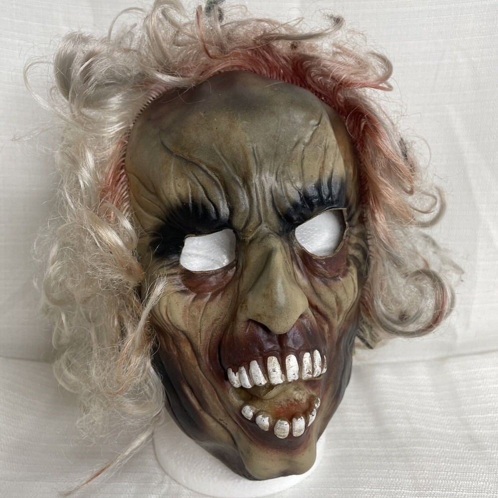 Vintage TOPSTONE Halloween Latex Mask Ghoul w/White Hair SEE PICTURES *READ*